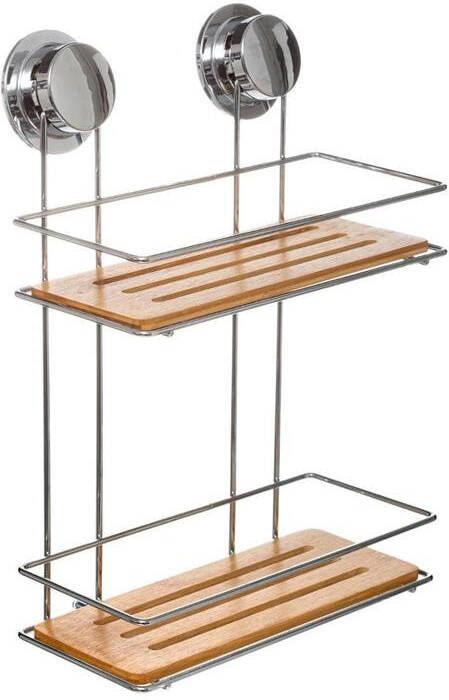 Five 5 Doucherekje 2-laags metaal| bamboe zuignap 25x13x36 cm