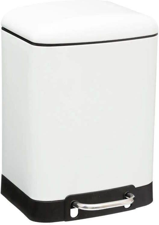 Five 5 Prullenbak|pedaalemmer wit metaal 6 liter 23 x 32 cm
