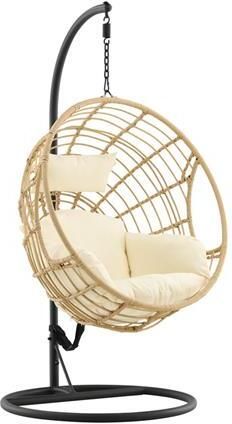 Fjôrd Hangstoel Zwart|Naturel Wicker Viga