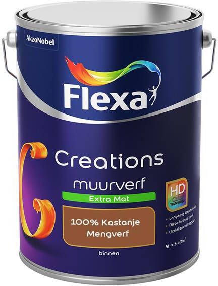 Flexa Creations Muurverf Extra Mat 100% Kastanje 5 liter