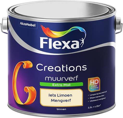 Flexa Creations Muurverf Extra Mat Iets Limoen 2 5 liter