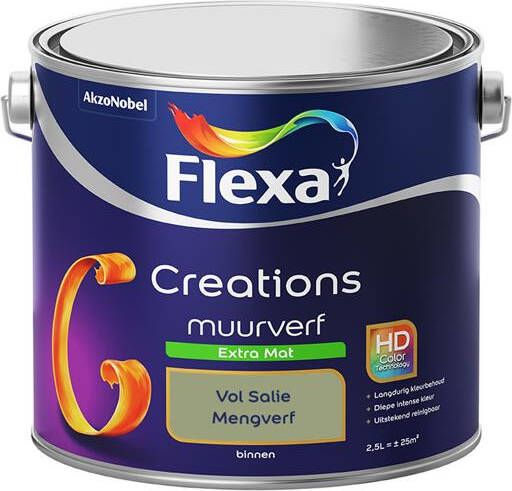Flexa Creations Muurverf Extra Mat Vol Salie 2 5 liter