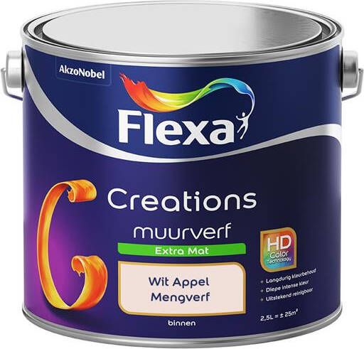 Flexa Creations Muurverf Extra Mat Wit Appel 2 5 liter
