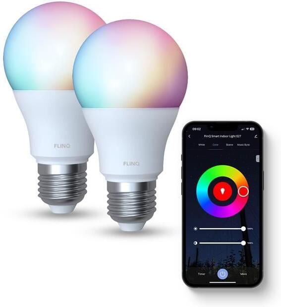 FlinQ Led Lamp Smart E27 9 Watt RGB + Wit Alexa & Google Assistant 2