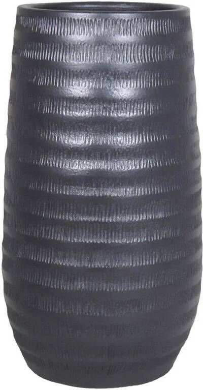 Floran Vaas zwart mat ribbels keramiek 50 x 26