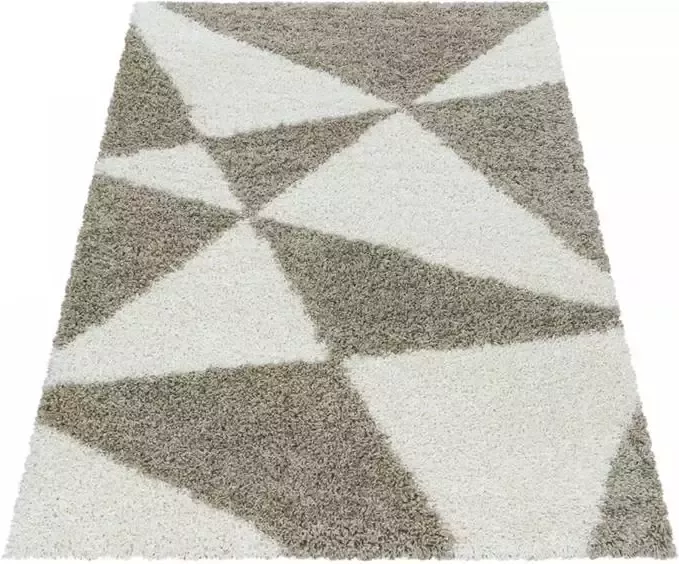 Flycarpets Azure Vloerkleed Beige Crème Geo Motief Hoogpolig 160x230 cm