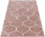 FlyCarpets Azure Hoogpolig Roze Vloerkleed 140x200 cm - Thumbnail 1