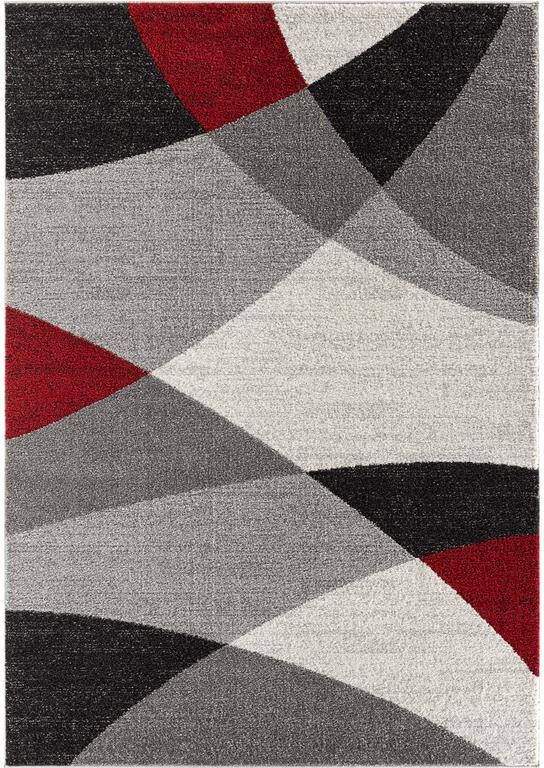 Flycarpets Belos Vloerkleed Modern Rood Grijs Crème Laagpolig Tapijt 120x160 cm
