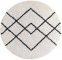 Flycarpets Candy Diamond Vloerkleed Rond Crème Zwart Geruitmotief Hoogpolig 200x200 cm - Thumbnail 3