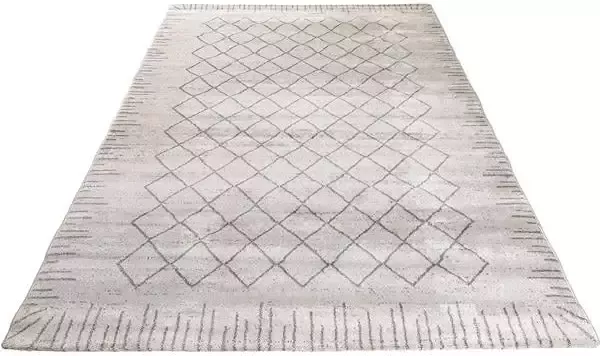 Flycarpets Lima Vloerkleed Grijs Beige Polypropyleen Voor binnen Geruit Patroon Rechthoek Modern Woonkamer Laagpolig 200x290 cm
