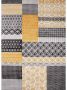 Flycarpets Sarande Modern Grijs Geel Vloerkleed Patchwork Design Laagpolig Tapijt Voor binnen -200x280 cm - Thumbnail 1