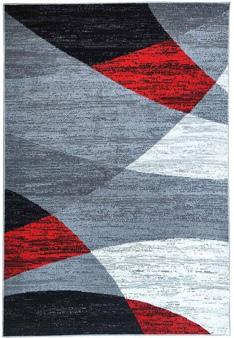 Flycarpets Verona Modern Vloerkleed Rood Grijs Zwart Laagpolig Woonkamer 160x230 cm