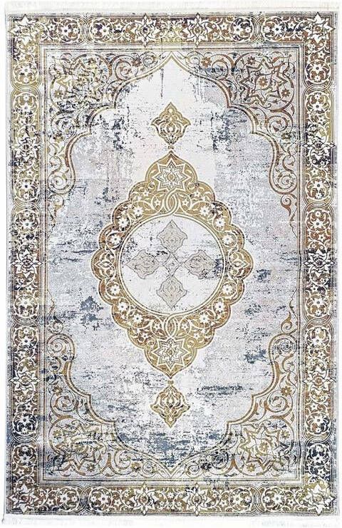 Flycarpets Hana Wasbaar Vintage Vloerkleed Grijs Goud- Laagpolig Tapijt Woonkamer 120x170 cm - Foto 5