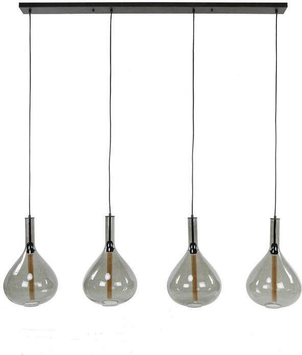 Fraaai Chiara hanglamp 4L druppel smoke glas artic zwart