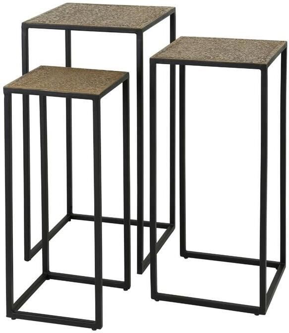 Fraaai Inez bloemenzuil set van 3 brons antiek - Foto 2