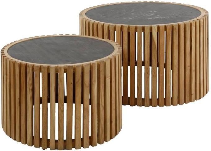 Fraaai Kenton salontafel set van 2 rond leisteen - Foto 2