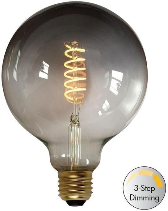 Freelight E27 7Watt Led Smoke 125mm incl. Stappen Dimmer