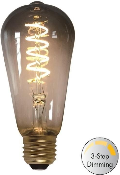 Freelight E27 7Watt Led Smoke 64mm incl. Stappen Dimmer