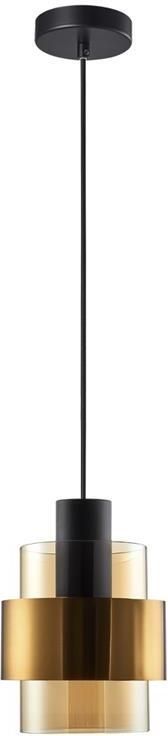 Freelight Hanglamp Chiasso Zwart Goud & Amber Glas 1 Lichts Ø 13cm