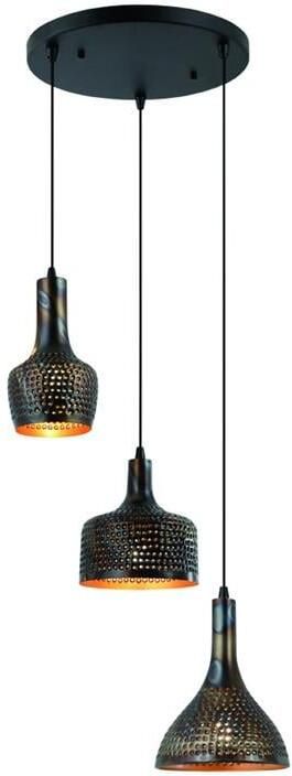 Freelight Hanglamp Fuoco Bruin Zwart 3 Lichts Ø 35cm E27 Fitting