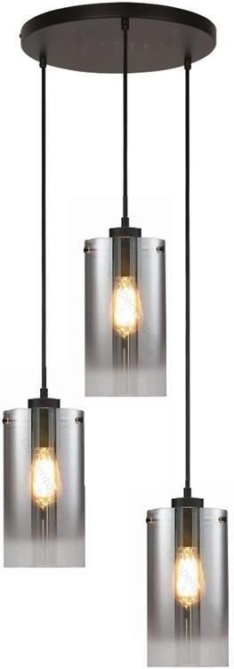 Freelight Hanglamp Ventotto Zwart & Smoke Glas 3 Lichts Rond -PL 5833