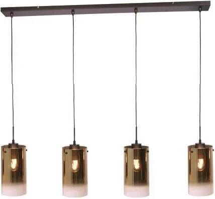 Freelight Hanglamp Ventotto Zwart & Gold Glas 4 Lichts