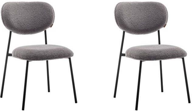 Furnihaus Eetkamerstoel Amalia Teddy Grijs Set van 2 - Foto 2