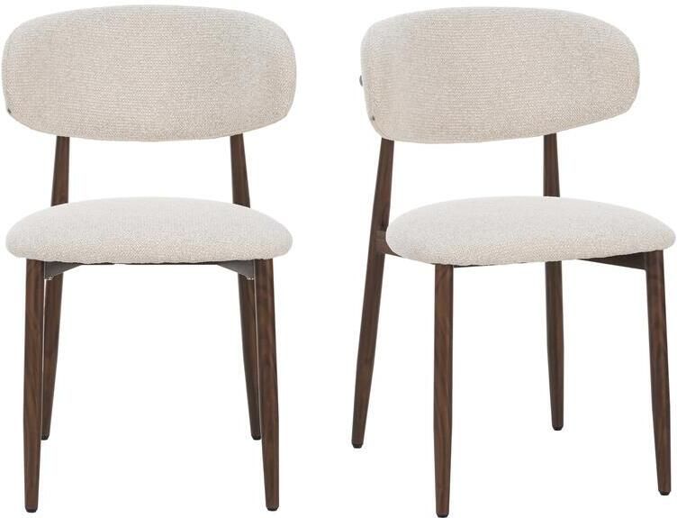 Furnihaus Celia Eetkamerstoelen set van 2 Beige Walnoot Comfortabele stof en metalen poten - Foto 2