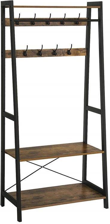 Furnihaus Plant&More Kapstok met legplanken Zwart metaal MDF Vintage