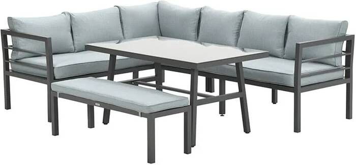 Van Kooten Tuin en Buitenleven Blakes lounge-diningset 4-delig carbon black mint grey