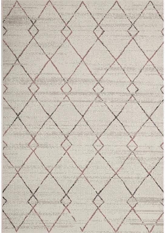 Garden Impressions Buitenkleed Diamonds ecru|roze 120x170 cm