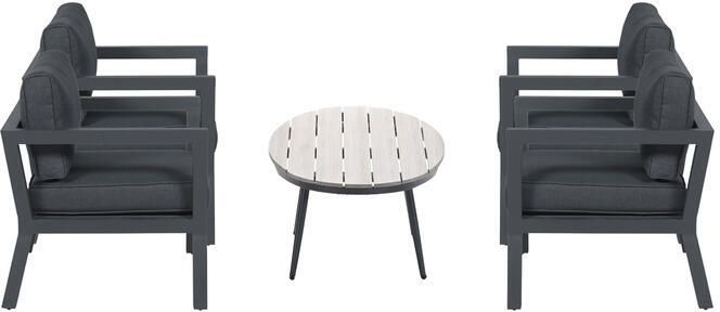 Garden Impressions 5-delige loungeset Ridge -4 luxe lounge fauteuils inclusief salontafel