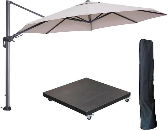 Garden Impressions Hawaii zweefparasol 3.5m zand met voet en hoes