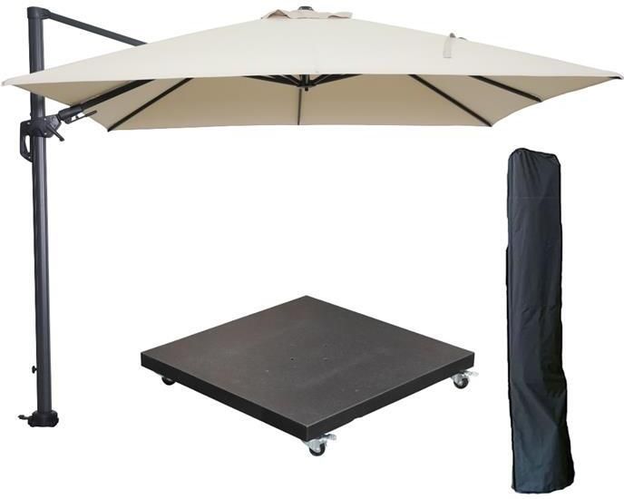 Garden Impressions Hawaii zweefparasol 3x3m ecru met voet en hoes