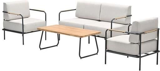 Garden Impressions Lisboa loungeset 4-delig carbon black teak look - Foto 4