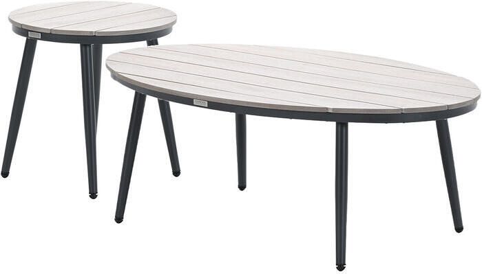 Garden Impressions Lucas bijzettafels donker grijs Ø50 & 120x75 cm