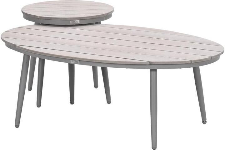 Garden Impressions Lucas bijzettafels taupe Ø50 cm & 120x75 cm