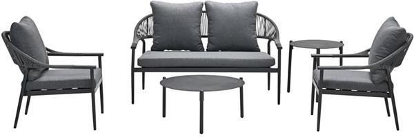 Van Kooten Tuin en Buitenleven Santiago loungeset 5-delig carbon black rope grey mystic grey- Garden Impressions