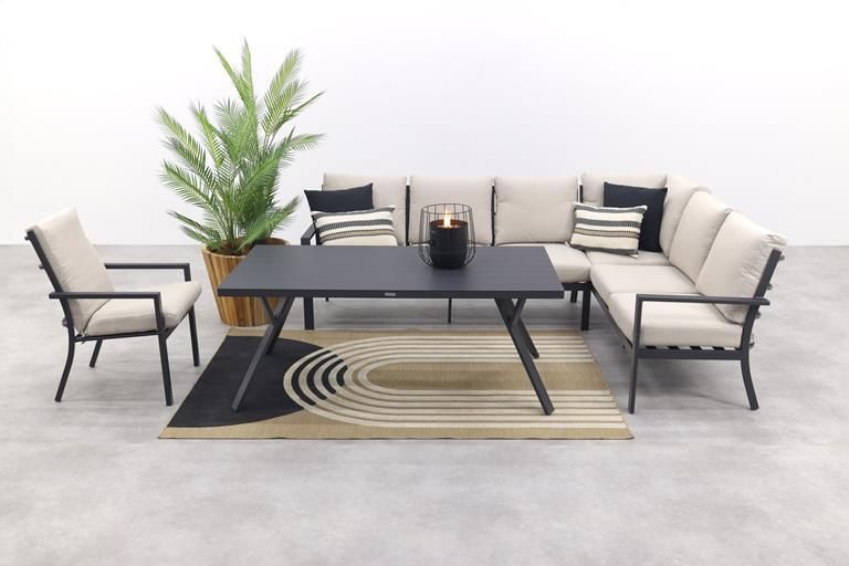 Garden Impressions Sergio lounge dining set met stoel Carbon|Desert 3-delig rechts