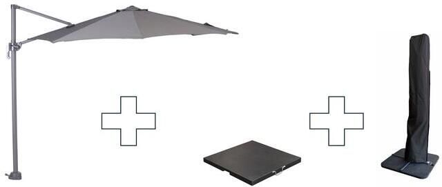 Garden Impressions Zweefparasol Hawaii S met voet en hoes Donkergrijs 300 cm