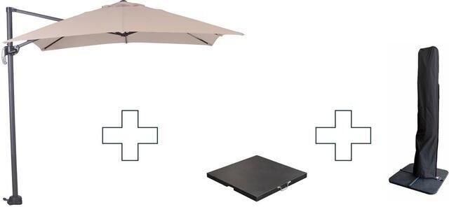 Garden Impressions Zweefparasol Hawaii S met voet en hoes Ecru 250 x 250 cm