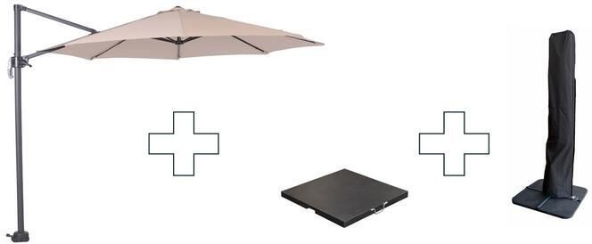 Garden Impressions Zweefparasol Hawaii S met voet en hoes Ecru 300 cm