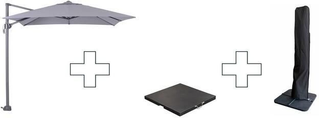 Garden Impressions Zweefparasol Hawaii S met voet en hoes Lichtgrijs 250 x 250 cm