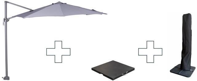 Garden Impressions Zweefparasol Hawaii S met voet en hoes Lichtgrijs 300 cm