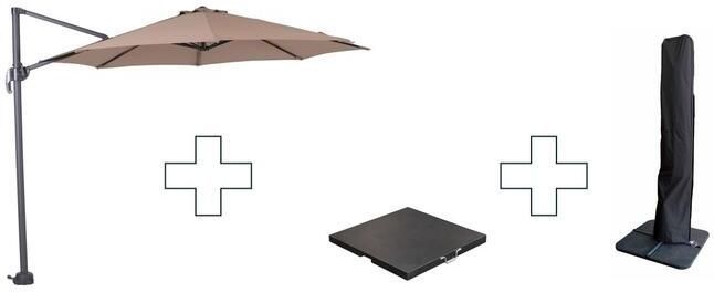 Garden Impressions Zweefparasol Hawaii S met voet en hoes -Taupe 300 cm