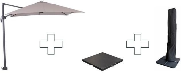 Garden Impressions Zweefparasol Hawaii S met voet en hoes Zand 250 x 250 cm