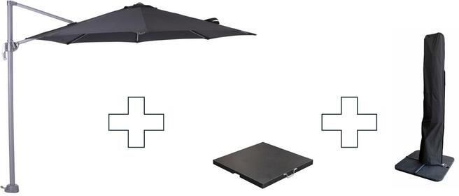 Garden Impressions Zweefparasol Hawaii S met voet en hoes Zwart 300 cm