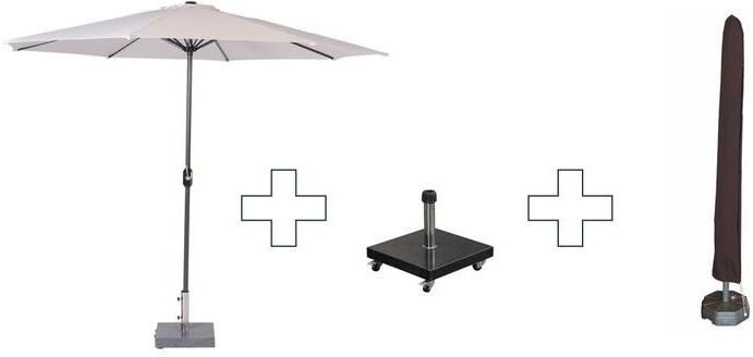 Garden Impressions Zweefparasol Lotus met voet en hoes 300 cm Ecru doek