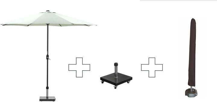 Garden Impressions Zweefparasol Lotus met voet en hoes 300 cm Olijfgroen doek