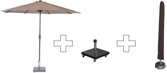 Garden Impressions Zweefparasol Lotus met voet en hoes 300 cm Taupe doek